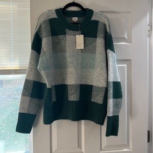 NWT green plaid sweater
